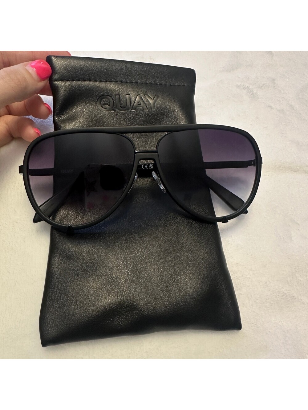 Quay High Profile Black Aviator Sunglasses with Gradient Lenses